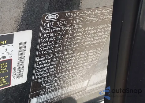 2014 Land Rover Range Rover Sport 3.0L V6 Supercharged Hse from USA, damaged, VIN SALWR2WFXEA359180